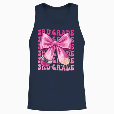 3rd Grade Girls Coquette Bow Back to School Third Grade Unisex Tank Top - Navy