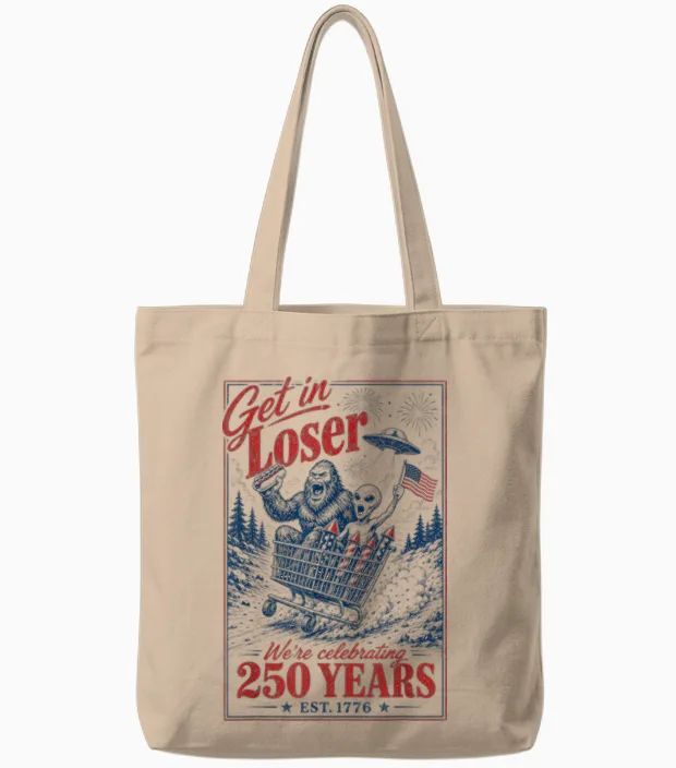 250 Years 250th Anniversary Usa July 4th Bigfoot Alien Tote Bags in Natural