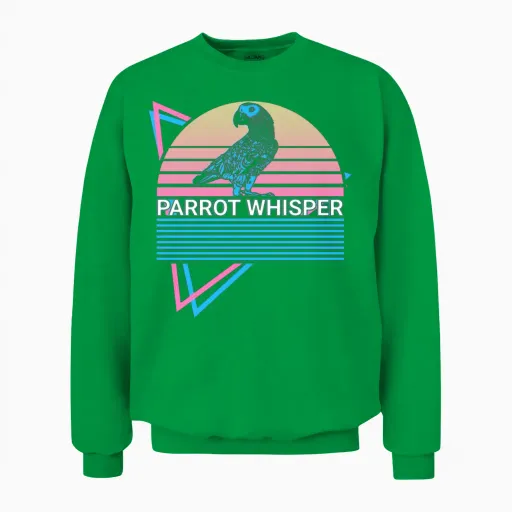 Parrot Whisperer Cockatiel Retro Unisex Sweatshirt in Irish Green