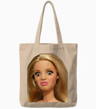 Funny Doll Face Disgusted Meme Tote Bags - Natural