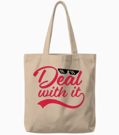 Deal with It Funny Tote Bags - Natural