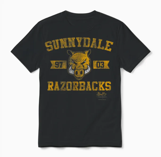 Buffy the Vampire Slayer Sunnydale Razorbacks Collegiate Unisex T-Shirt in Black