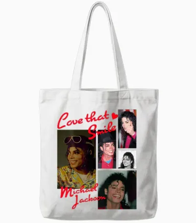Michael Jackson 014 Back Print Tote Bags - White