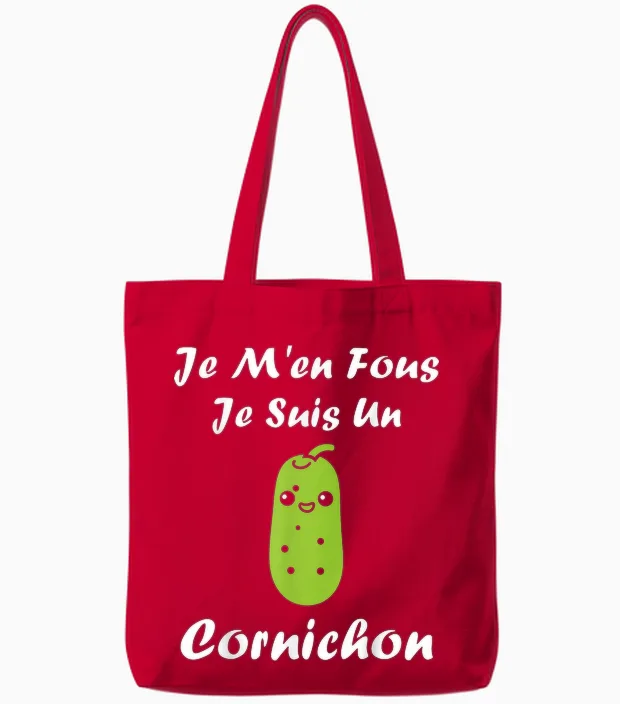 Humor Pickles Je Ne Fous Je Suis Un Pickle T-Shirt, Black, S Tote Bags in Red