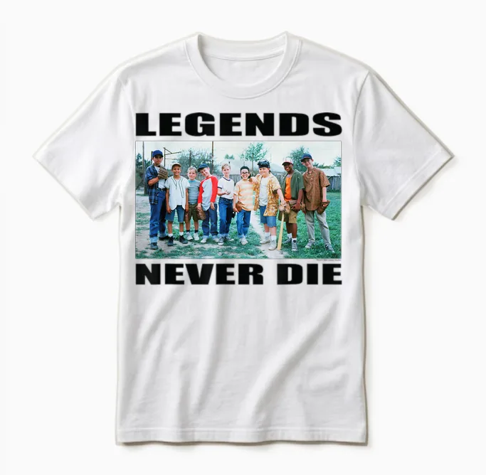 The Sandlot "legends Never Die" Quote Official 1993 Movie Unisex T-Shirt in White