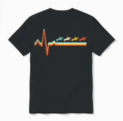 Horse Retro Heartbeat Unisex T-Shirt - Black