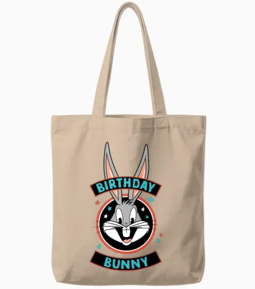 Looney Tunes Bugs Bunny Birthday Bunny Tote Bags in Natural