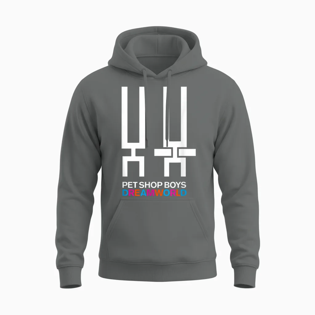 Pet Shop Boys Dreamworld Tour T-Shirt, Blue Unisex Hoodie in Graphite Heather