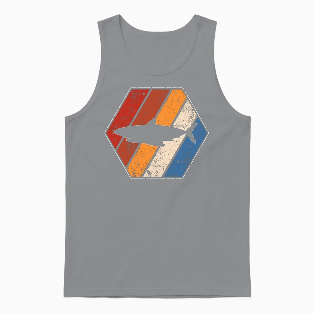 Shark Retro Unisex Tank Top in Sport Grey