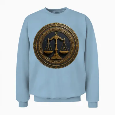 Ornate Scales of Justice Emblem Unisex Sweatshirt - Light Blue