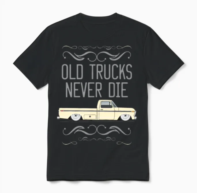 Old Trucks Wimbledon White Unisex T-Shirt in Black