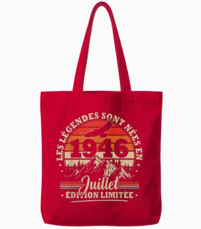Vintage Anniversaire 80 Ans Cadeau Pour Né En Juillet 1946 Tote Bags - Red