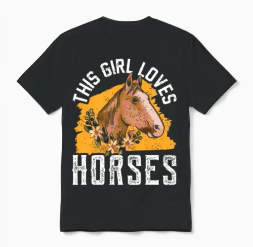 This Girl Loves Horses Riding Rider Horse Lover Unisex T-Shirt in Black