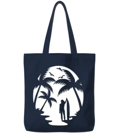 Surf Girl Pastel Cute Surfing Female Surfer Gift Tote Bags - Navy