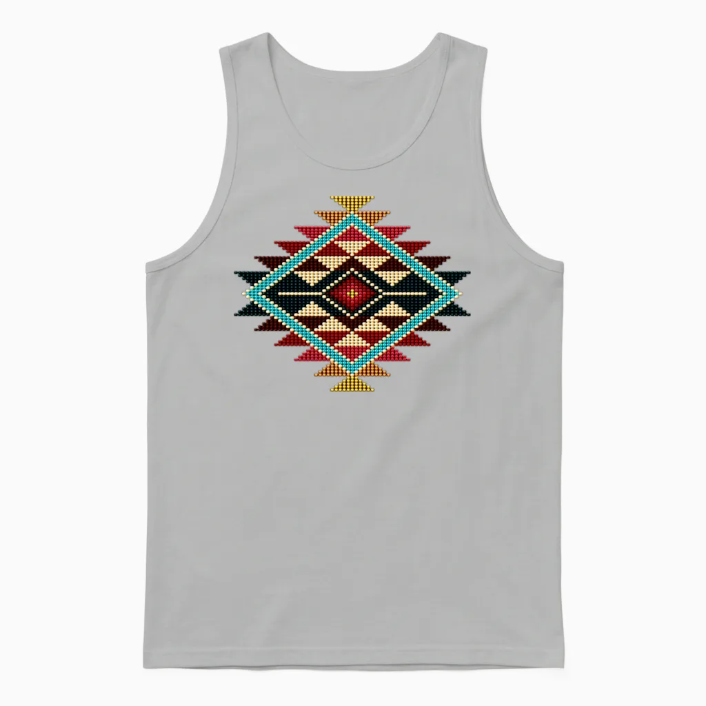 Native Beaded Sunburst 01 Unisex Tank Top in Ash