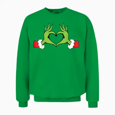 Funny Elf with Cute Heart Hands Style Christmas Costumes Unisex Sweatshirt - Irish Green