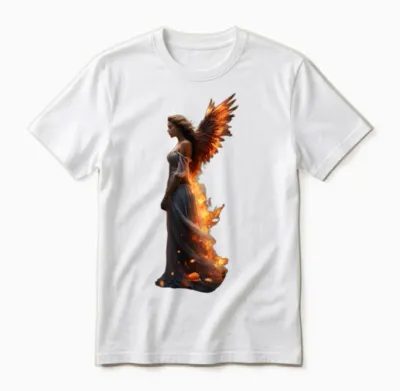 Phoenix Wings Angel Woman with Butterflies Unisex T-Shirt - White
