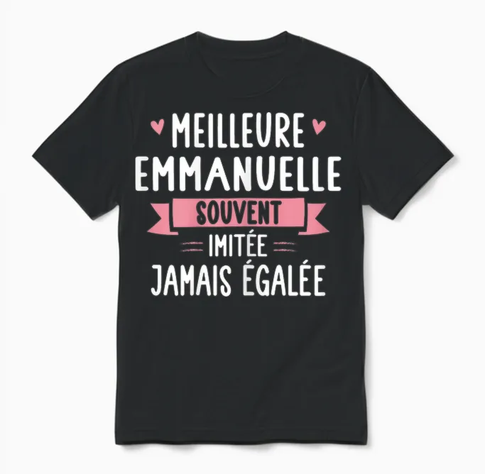 Unique Woman Humour Gift Personalized Name Emmanuelle T-Shirt, Black, Female X-Small Unisex T-Shirt in Black