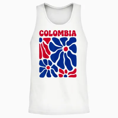 Colombia Floral Boho Flowers Cute Groovy Colombian Girl Unisex Tank Top - White