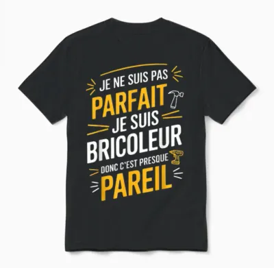 Je Ne Suis Pas Parfait Je Suis Bricoleur Gift Man Funny T-Shirt, Black, S Unisex T-Shirt - Black