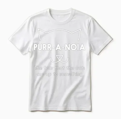 Purr a Noia Funny Cat Animal Unisex T-Shirt - White