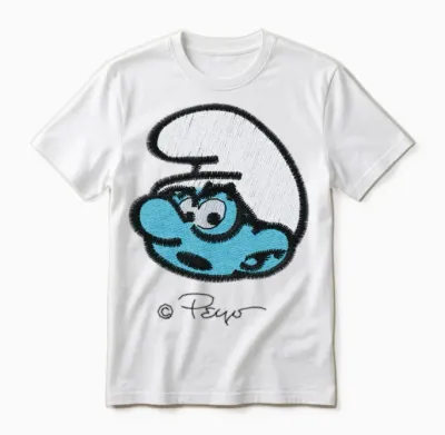 Smurfs Design with Brainy Smurf Unisex T-Shirt - White