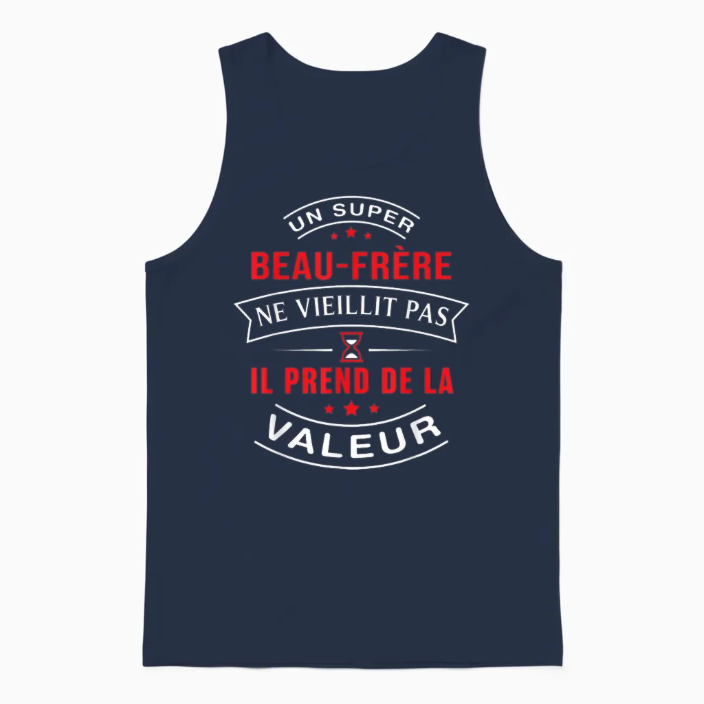 A Super Brother-In-Law Does Not Age Gift Brother-In-Law T-Shirt, Black, S Unisex Tank Top in Navy