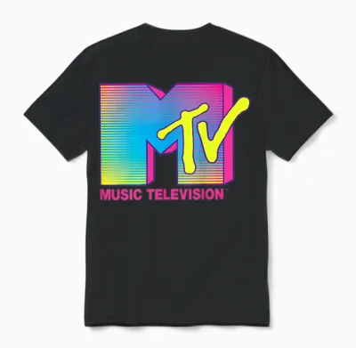Mtv Logo Fluorescent Colors Retro Design Unisex T-Shirt - Black