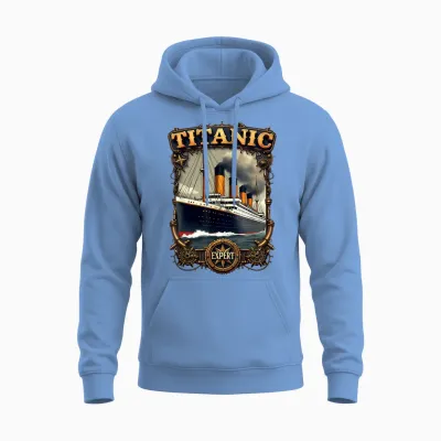 Titanic-Experte Funny Rms Titanic Boys' T-Shirt, Black Unisex Hoodie - Carolina Blue