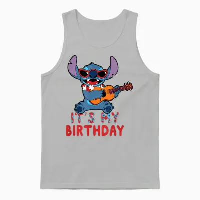 Disney Lilo & Stitch Tropical Party It's My Birthday T-Shirt, Black, S Unisex Tank Top - Ash