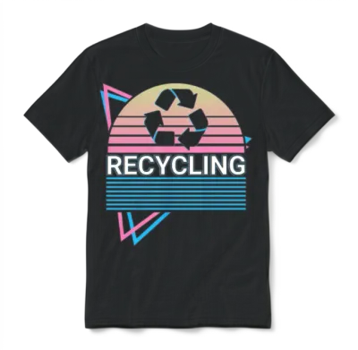 Recycling Recycle Retro Unisex T-Shirt - Black