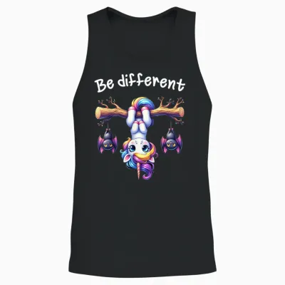 Funny Be Different Unicorn T-Shirt for Men Women Children, Black Unisex Tank Top - Black