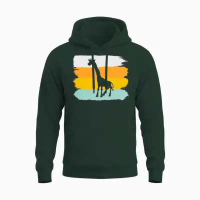 Giraffe Retro Unisex Hoodie - Forest
