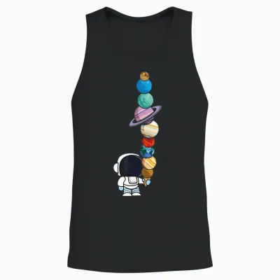 Astronaut Holding Planet Icecream Boysgirls Stem Unisex Tank Top - Black