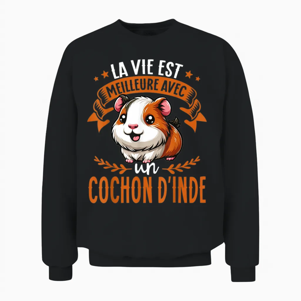 Life Is Better with a Pig India Unisex Sweatshirt in Black