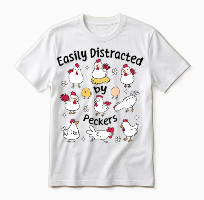 Funny Chicken Funny Sarcastic Unisex T-Shirt in White