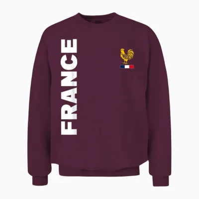 France Flag Supporter France T-Shirt, Blue, S Unisex Sweatshirt - Maroon