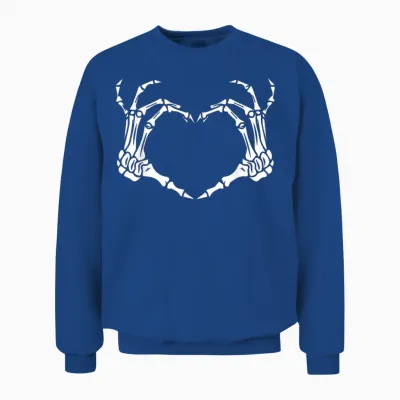 Skeleton Hand Heart Halloween Funny Bones Love Unisex Sweatshirt - Royal