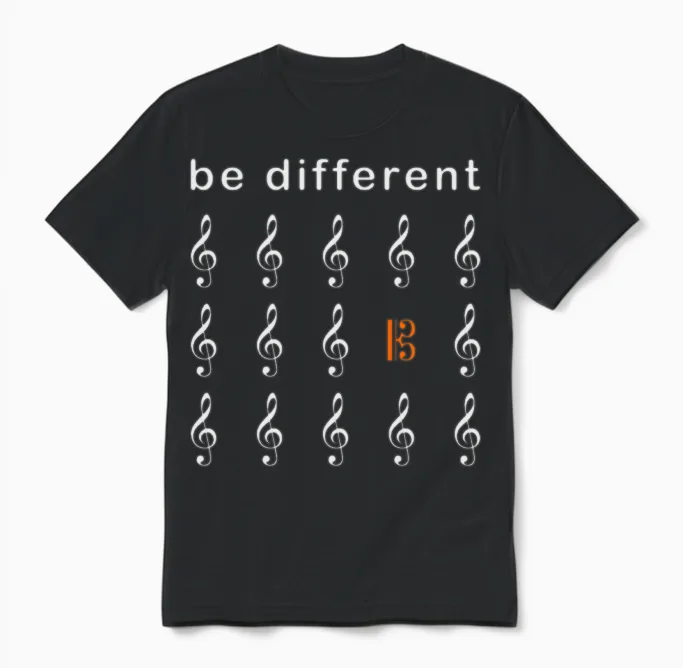 Viola Instrument Be Different Alto Clef Fun Unisex T-Shirt in Black