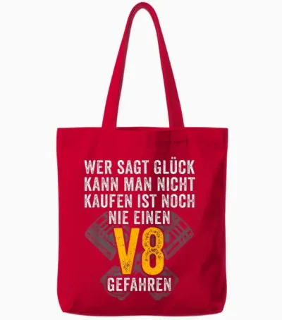 Glück Kann Man Kaufen V8 Motor Werkstatt 8 Zylinder Tuning Tote Bags - Red