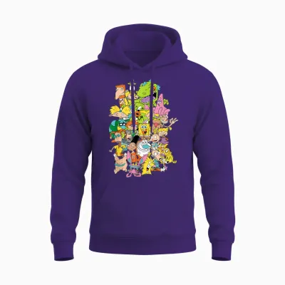 Nickelodeon Complete Nick 90s Throwback Character Unisex Hoodie - Purple