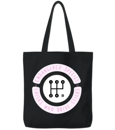 Chicks Who Drive Sticks Design Women's T-Shirts Tote Bags - Black