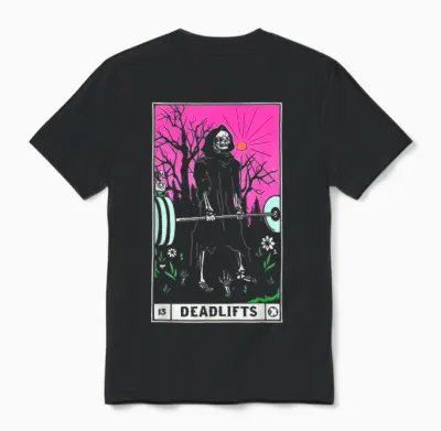 Funny Tarot Card Deadlifts Gym Workout Occult Reader Black T-Shirt - Classic Fit Unisex T-Shirt - Black