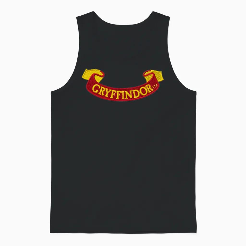 Harry Potter Gryffindor Banner Embroidery Design Unisex Tank Top in Black