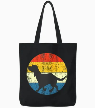 Vintage Dog Retro Sunset Tote Bags - Black