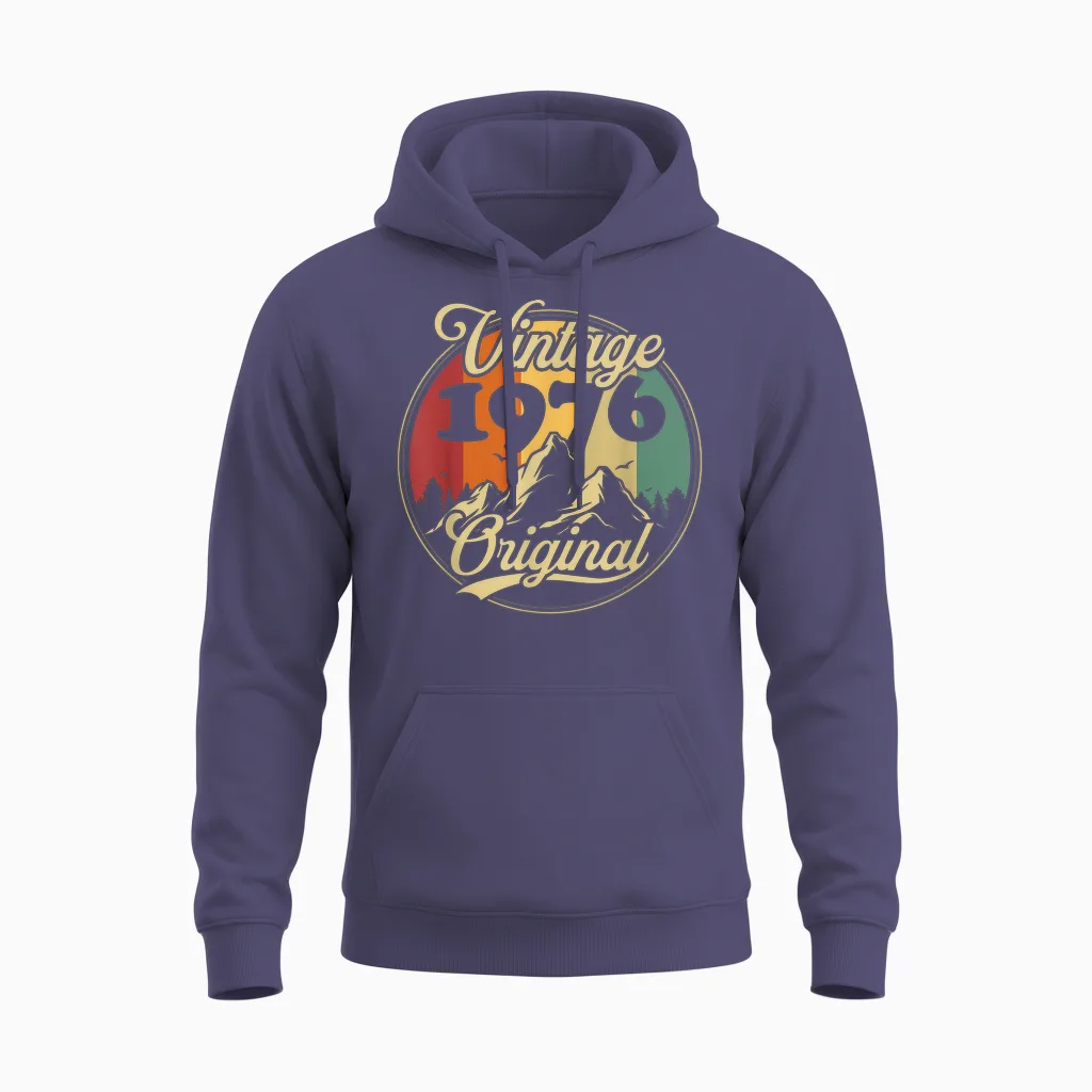 Original 1976 Vintage 50th Birthday Man Woman Gift Unisex Hoodie in Heather Sport Dark Navy