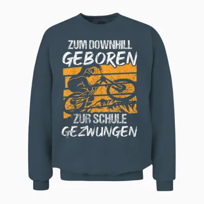 Downhill Geboren - Fahrrad Spruch Mountainbike Unisex Sweatshirt - Dark Heather