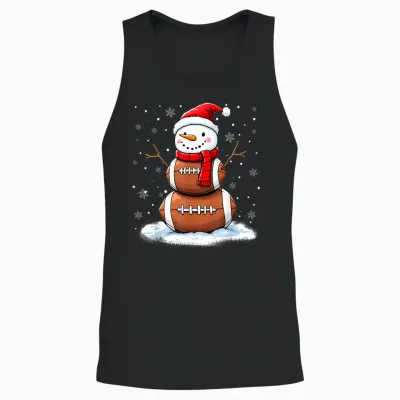 Christmas American Football Snowman Xmas Sport Men Boys Unisex Tank Top - Black