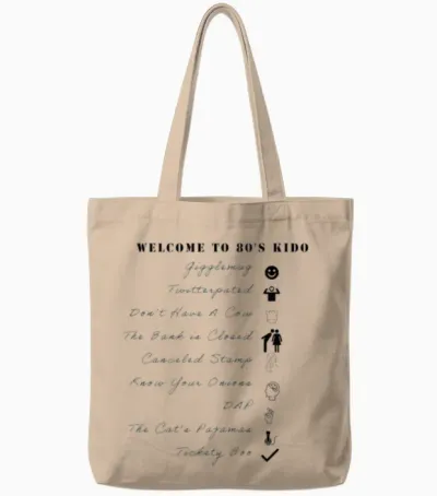 80's Old School Slangs Tote Bags - Natural