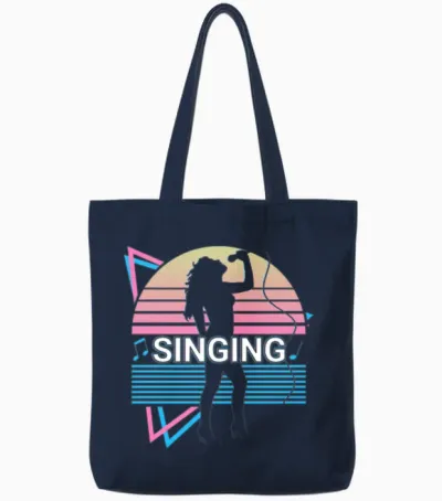 Singing Singer Retro Tote Bags - Navy